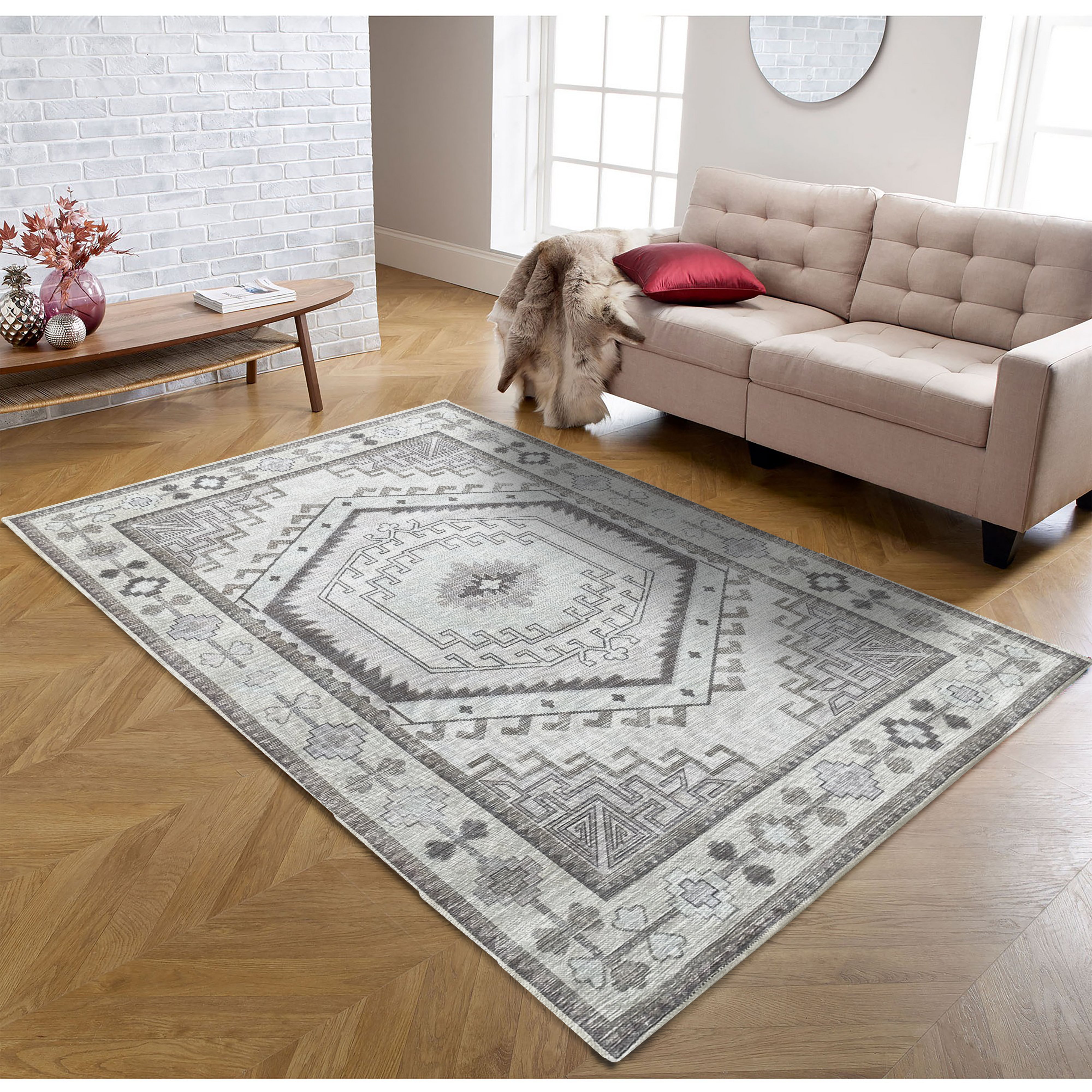 Raven Brown Cream Modern Turkish Rug-Area Rugs-famerugs-2'x3' ft 60x90 cm-fame