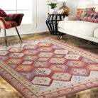 Red Herki Vintage Rug, Shades of Red Blush Boho Luxury Oriental Geometric Diamond Pastel Turkish Inspired Area Rugs Living room Bedroom Hall-famerugs-2&#39;x3&#39; ft 60x90cm-fame