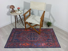 Reda Rug Turkish Navy Blue Brown Rug-Rugs-Fame Rugs-2'x3' ft 60x90 cm-fame