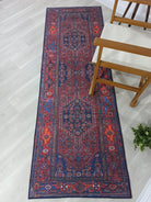 Reda Rug Turkish Navy Blue Brown Rug-Rugs-Fame Rugs-2'x3' ft 60x90 cm-fame