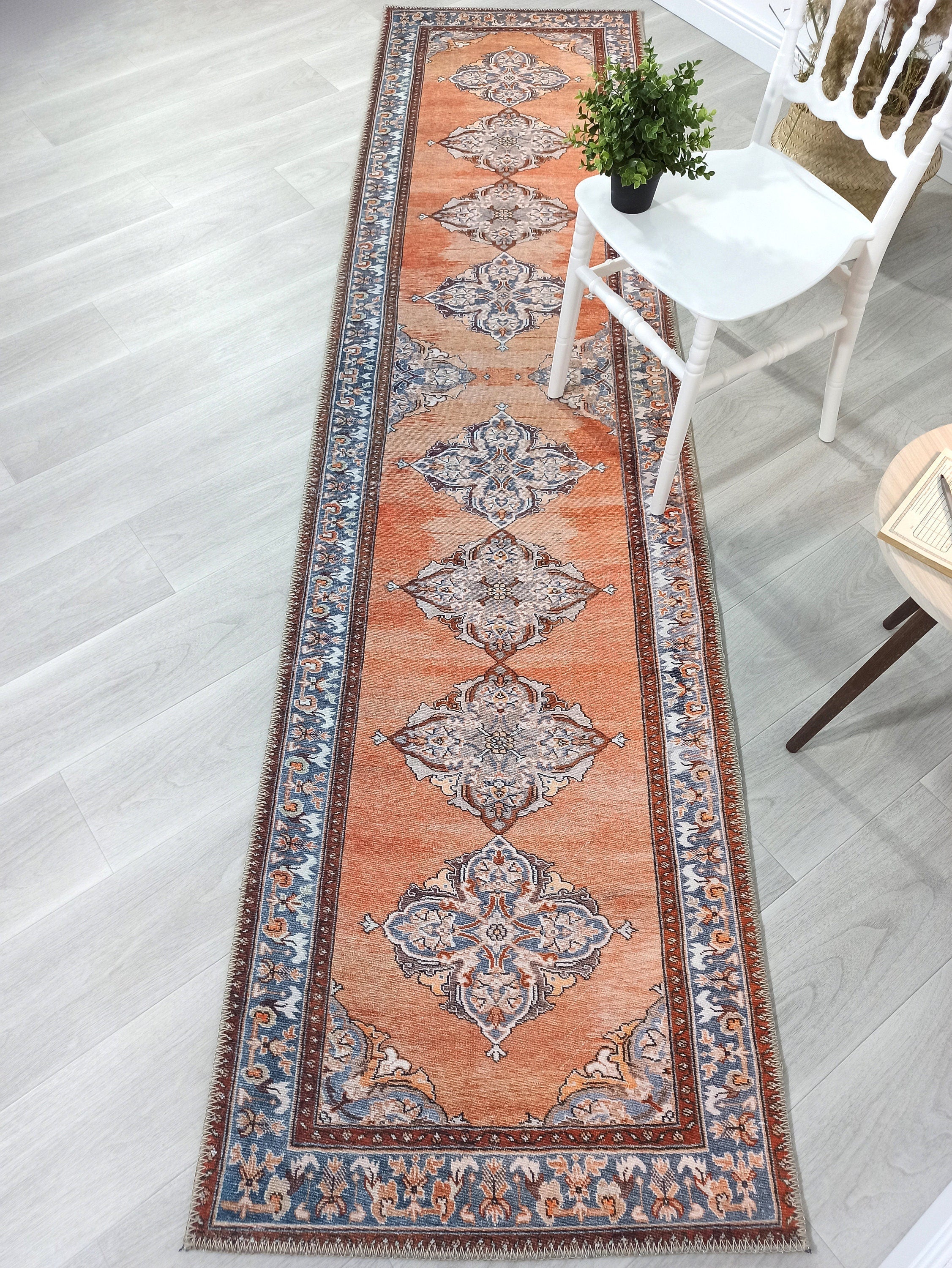 Rida-Runner Turkish Orange Vintage Runner Rug-Rugs-Fame Rugs-2'x3' ft 60x90 cm-fame