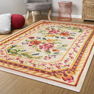 Rina Turkish Karabagh Beige Rug-Fame Rugs-2'x3'ft 60x90cm-fame