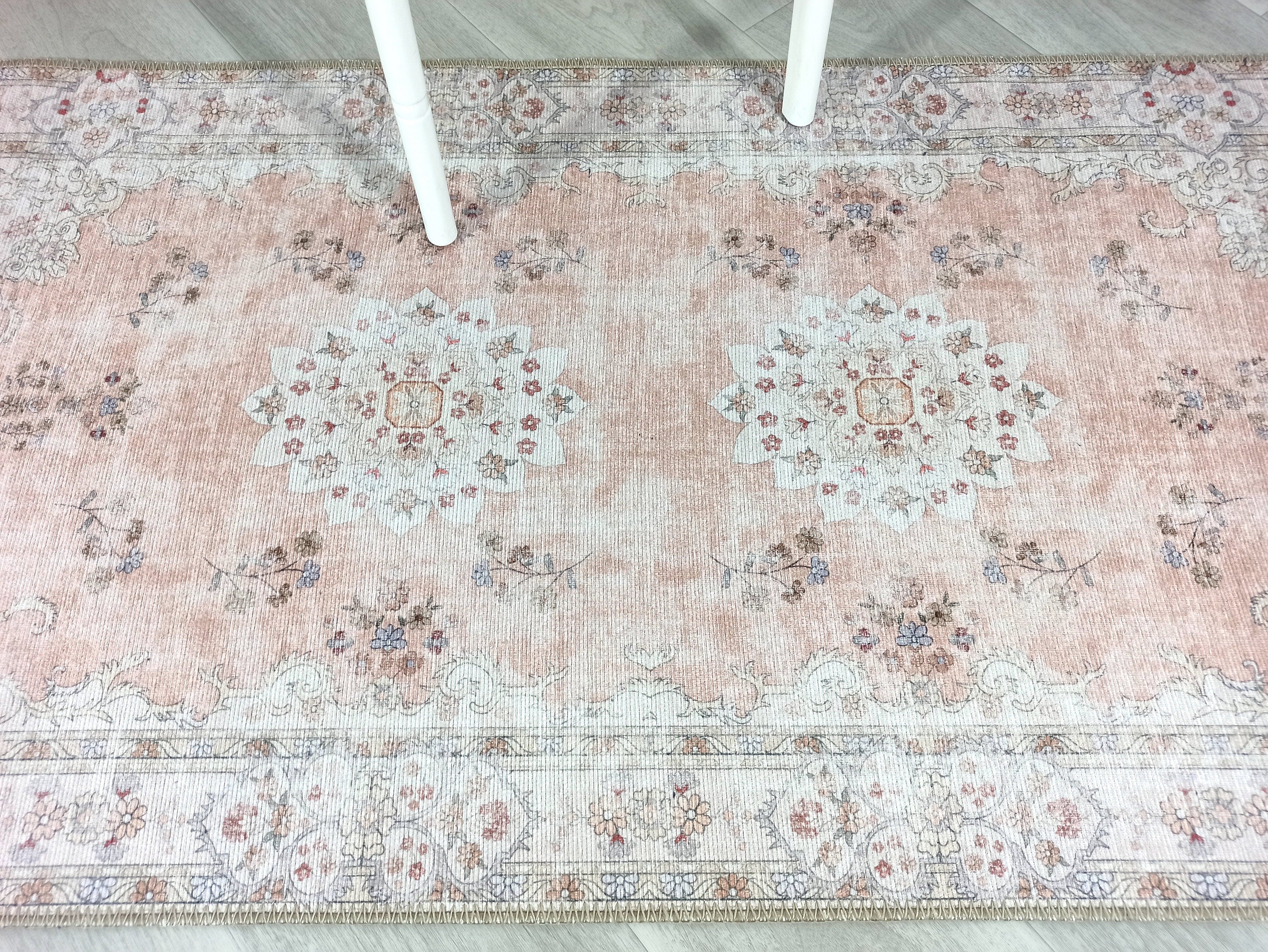 Riza Rug Turkish Muted Beige Dusty Pink Rug-Rugs-Fame Rugs-2'x3' ft 60x90 cm-fame