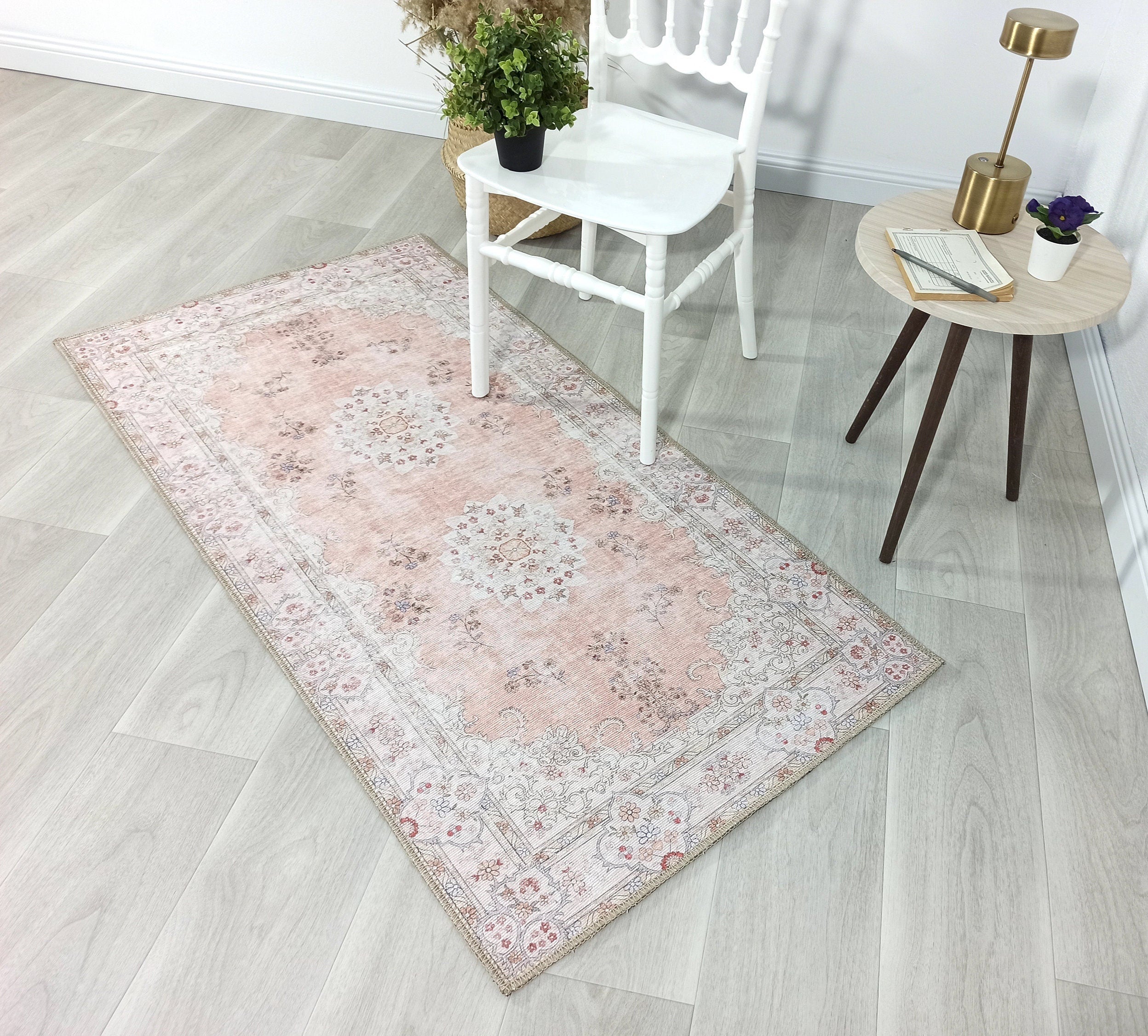 Riza Rug Turkish Muted Beige Dusty Pink Rug-Rugs-Fame Rugs-2'x3' ft 60x90 cm-fame