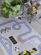 RoadF Traffic Map Kids Gray Play Rug-Fame Rugs-2'x3'ft 60x90cm-fame