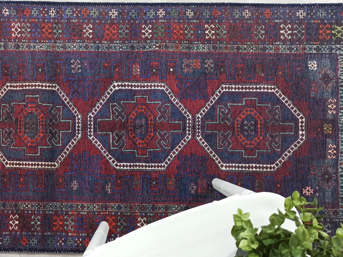 Rofa Rug Afghan Navy Blue Red Baluch Rug-Rugs-Fame Rugs-2'x3' ft 60x90 cm-fame