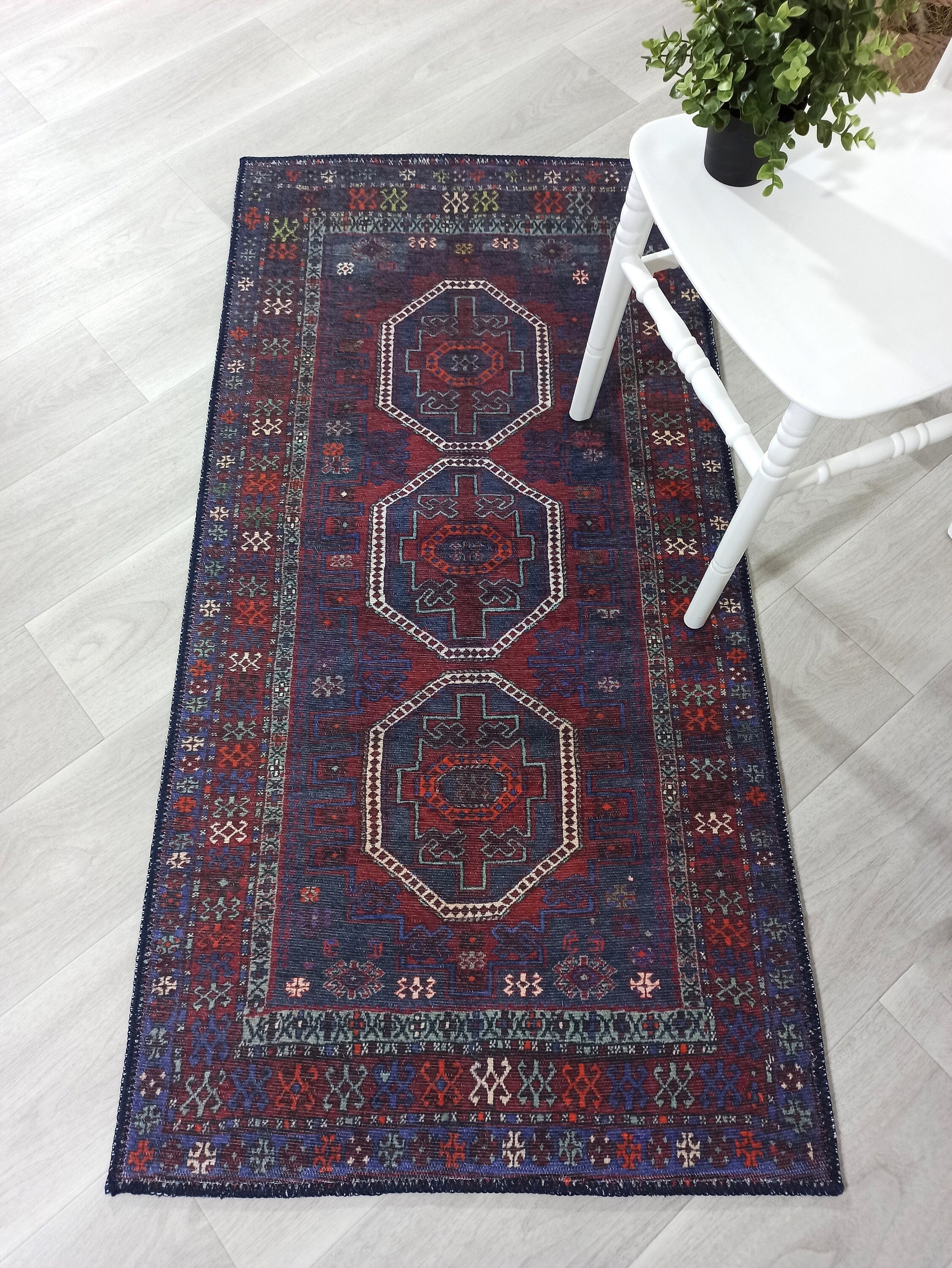 Rofa Rug Afghan Navy Blue Red Baluch Rug-Rugs-Fame Rugs-2'x3' ft 60x90 cm-fame