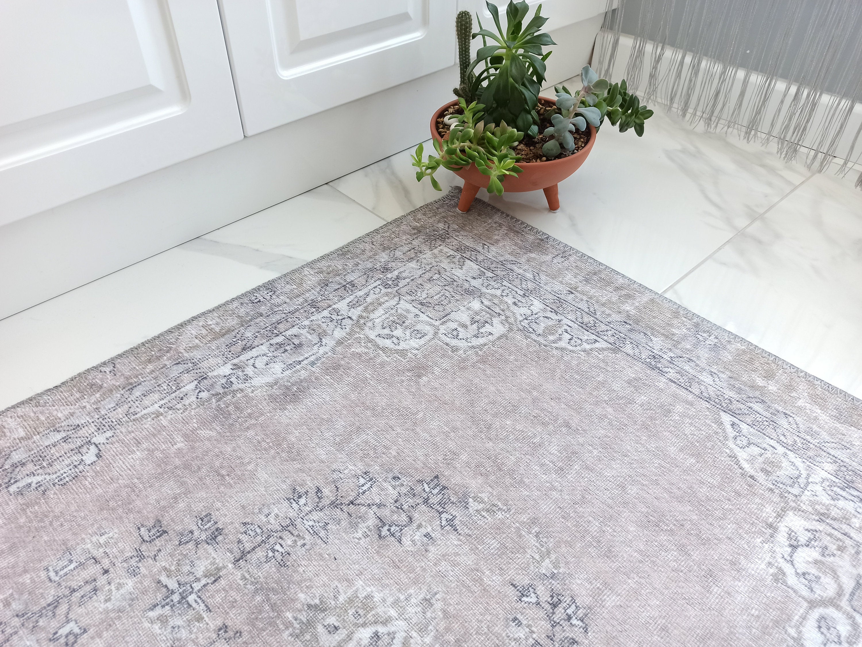 Safa Rug Turkish Faded Vintage Pink Gray Rug-Rugs-Fame Rugs-2'x3' ft 60x90 cm-fame