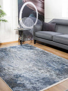 Saka Abstract Blue Gray Rug-Fame Rugs-2'x3'ft 60x90cm-fame