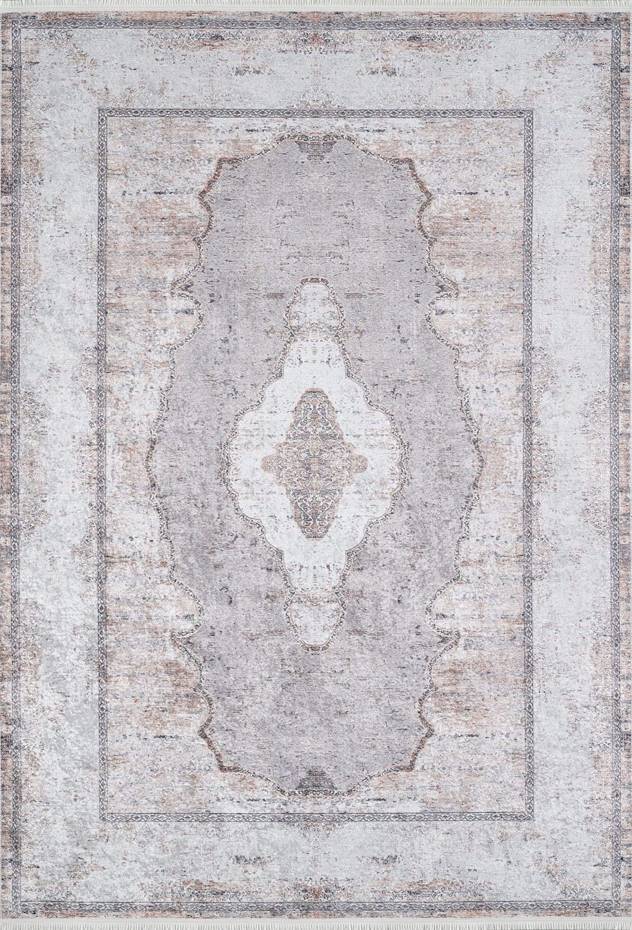 Sali Neutral Turkish Ivory Beige Gray Rug-Fame Rugs-2'x3'ft 60x90cm-Design 1-fame