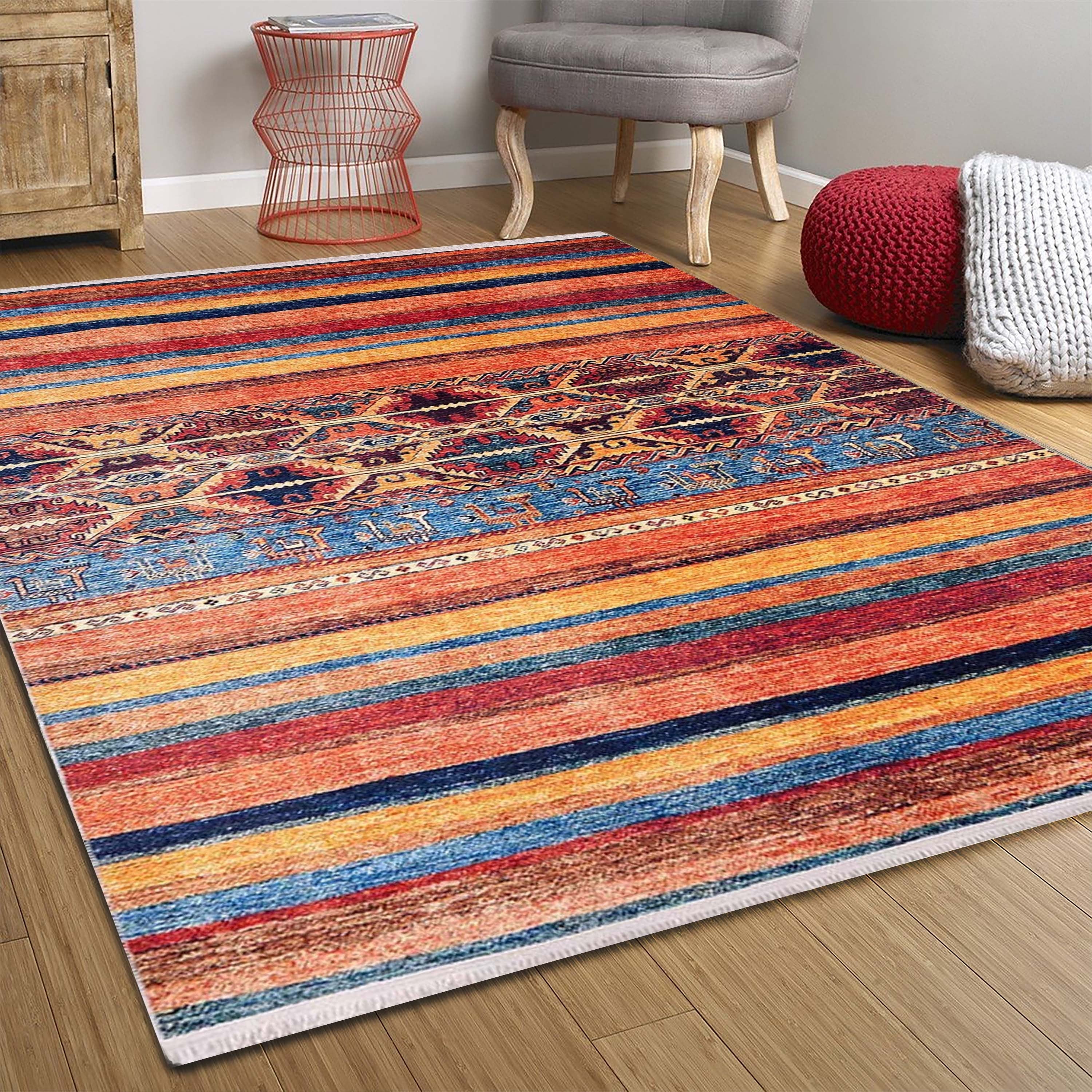 Sawa Turkish Orange Kilim Rug-Fame Rugs-2'x3'ft 60x90cm-fame