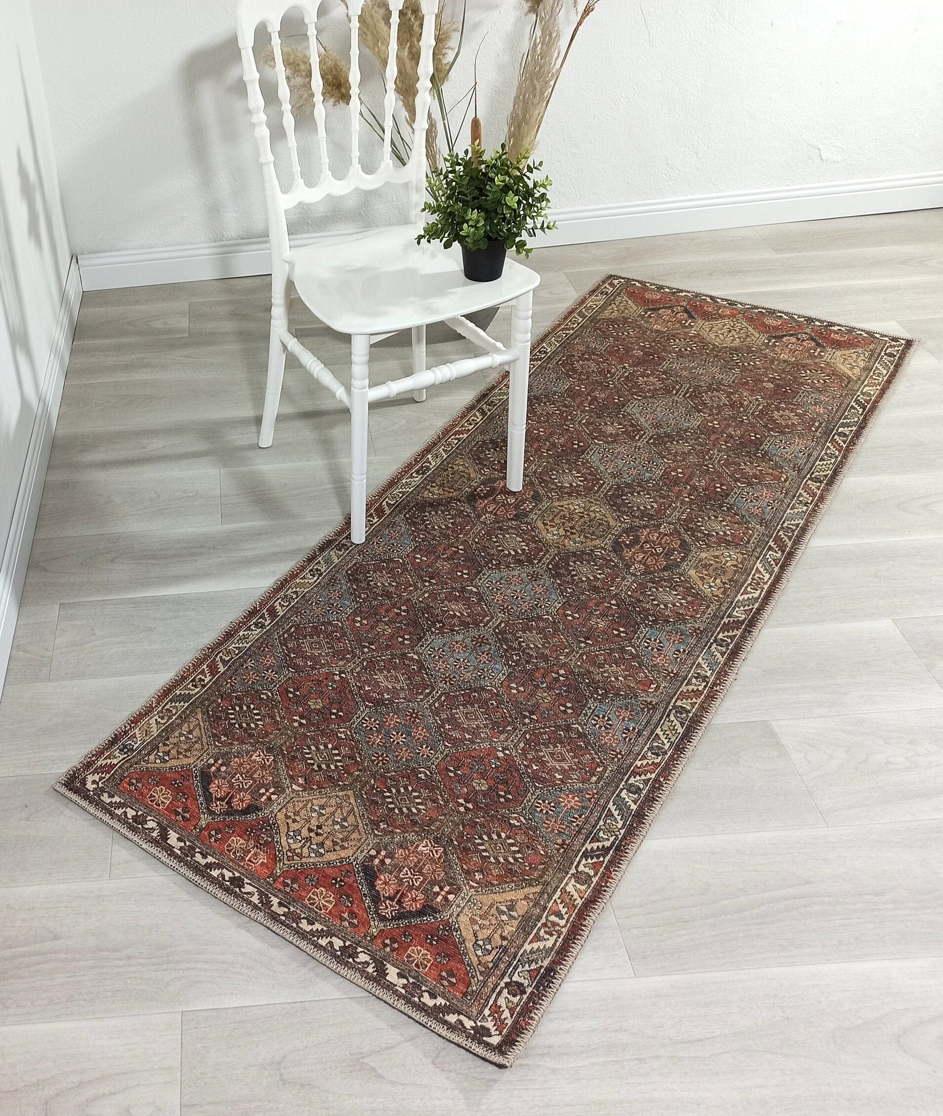 Sema Runner Earth tone Turkish Diamond Runner Rug-Rugs-Fame Rugs-2'x3' ft 60x90 cm-fame