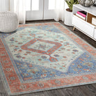 Serapi Antique Persian Rug, Shades of Brunt Orange with a touch of Blue Modern Oriental Vintage Inspired Area Rugs Living room Bedroom Hall-famerugs-2&#39;x3&#39; ft 60x90cm-fame