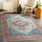 Serapi Antique Persian Rug, Shades of Brunt Orange with a touch of Blue Modern Oriental Vintage Inspired Area Rugs Living room Bedroom Hall-famerugs-2&#39;x3&#39; ft 60x90cm-fame