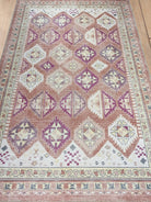 Soft Herki Vintage Rug, Shades of Brown Pastel Boho Luxury Oriental Geometric Diamond Turkish Inspired Area Rugs Living room Bedroom Hall-famerugs-2&#39;x3&#39; ft 60x90cm-fame