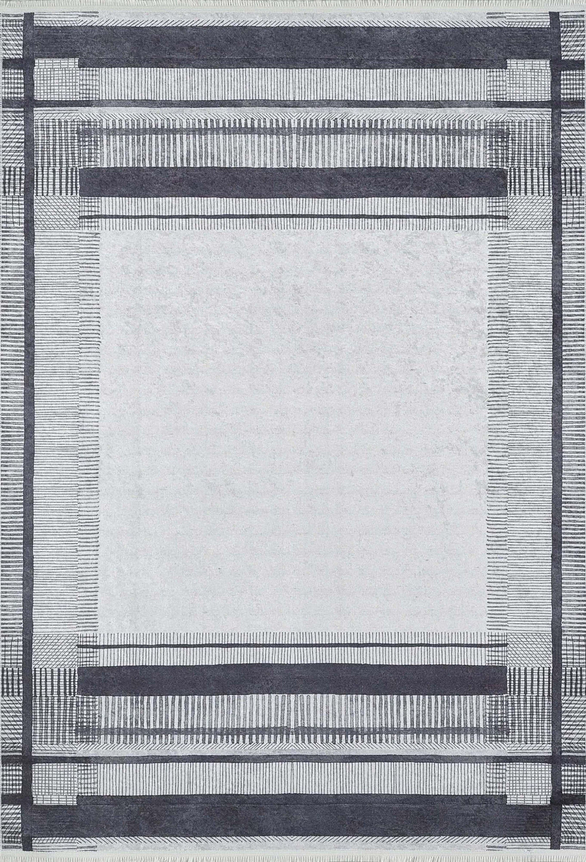 Solla Solid Beige Gray Rug Striped Border Rug-Fame Rugs-2'x3'ft 60x90cm-Beige-fame