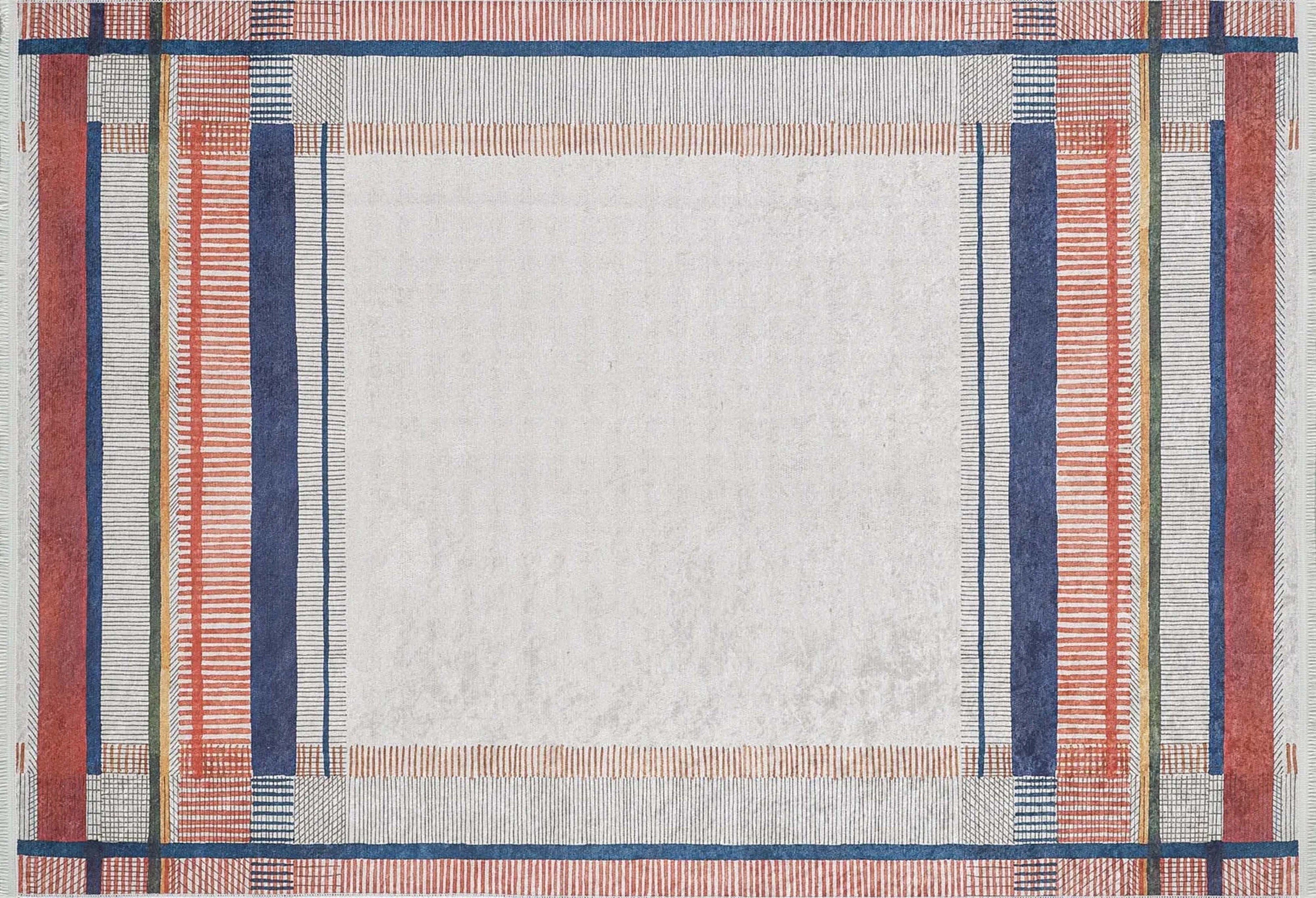 Solla Solid Beige Gray Rug Striped Border Rug-Fame Rugs-2'x3'ft 60x90cm-Beige-fame