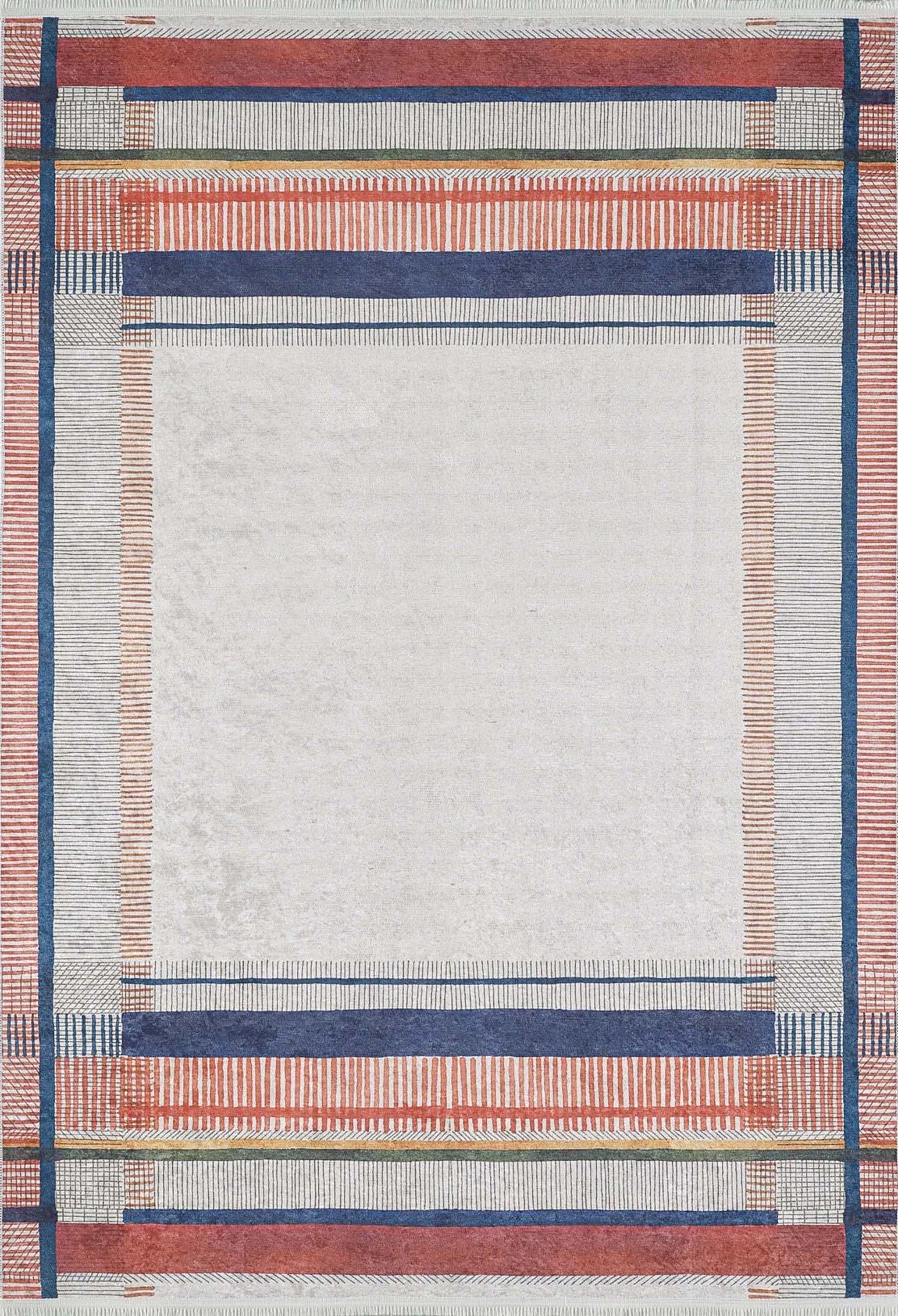 Solla Solid Beige Gray Rug Striped Border Rug-Fame Rugs-2'x3'ft 60x90cm-Beige-fame