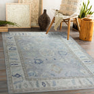 Sylvie Gray Blue Pastel Modern Oushak Rug-famerugs-2&#39;x3&#39; ft 60x90cm-fame