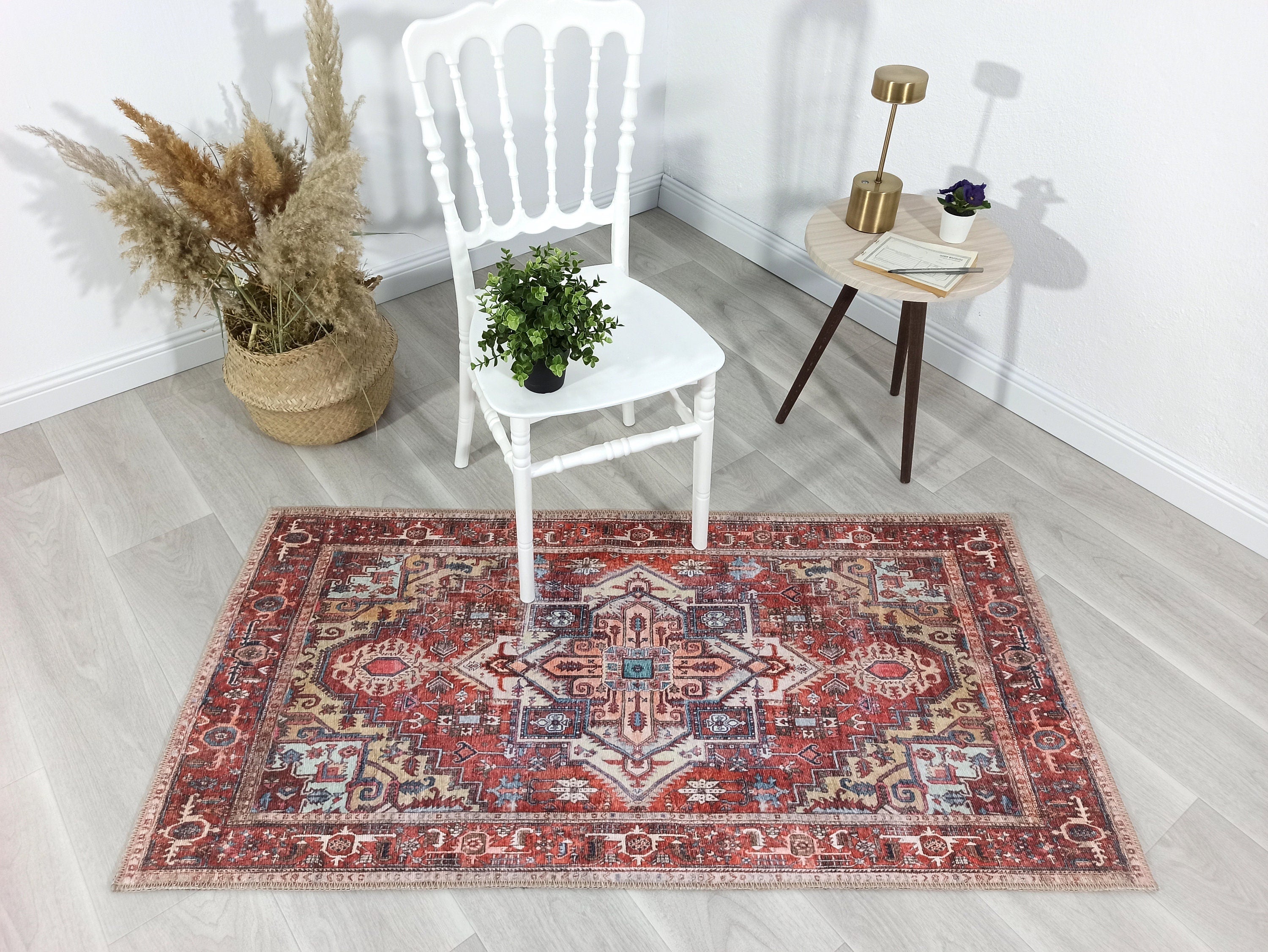 Talya1 Rug Muted Red Light Orange Persian Rug-Rugs-Fame Rugs-2'x3' ft 60x90 cm-fame