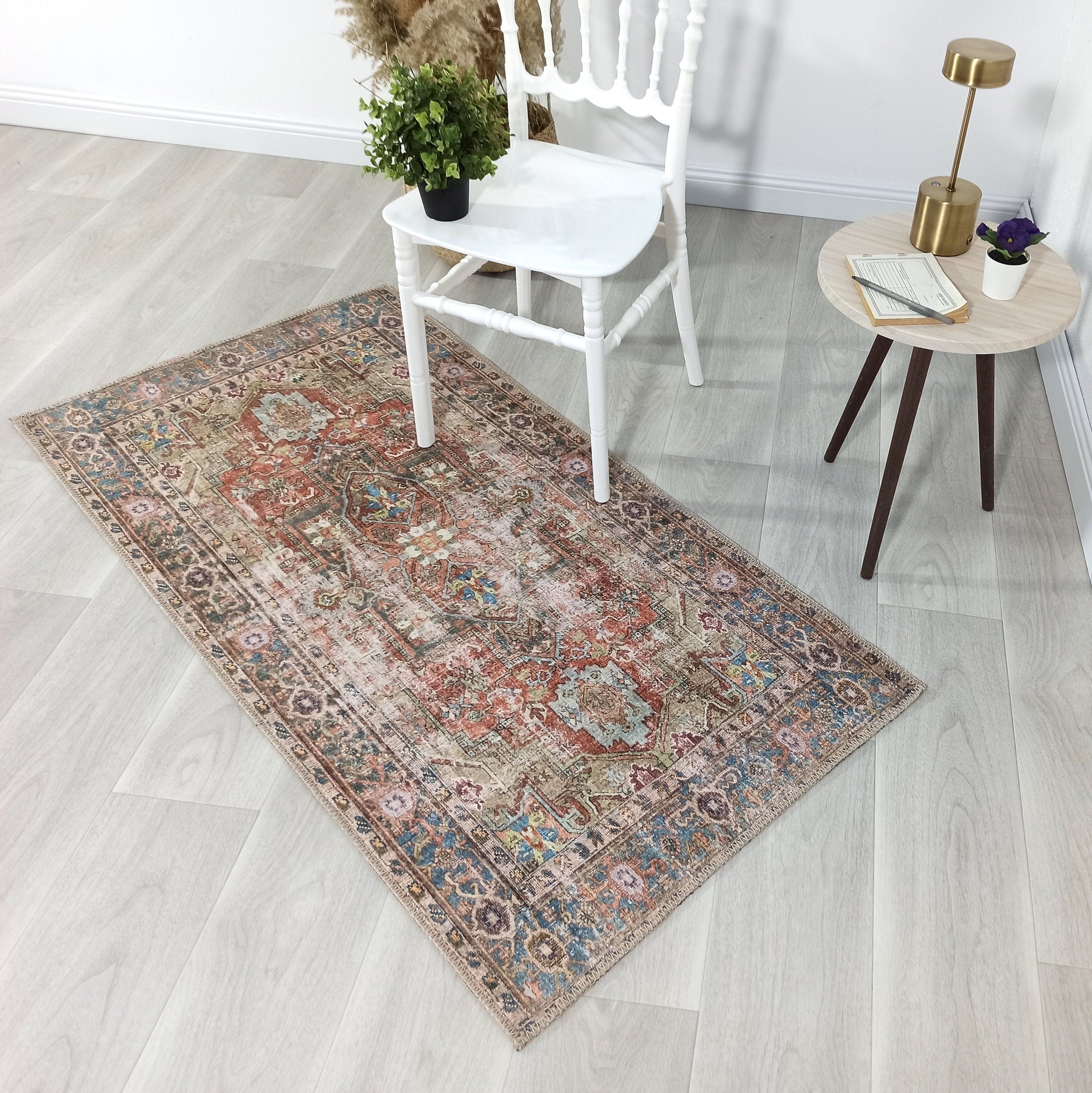 Taya Rug Traditional Earth tone Terracotta Floral Rug-Rugs-Fame Rugs-2'x3' ft 60x90 cm-fame