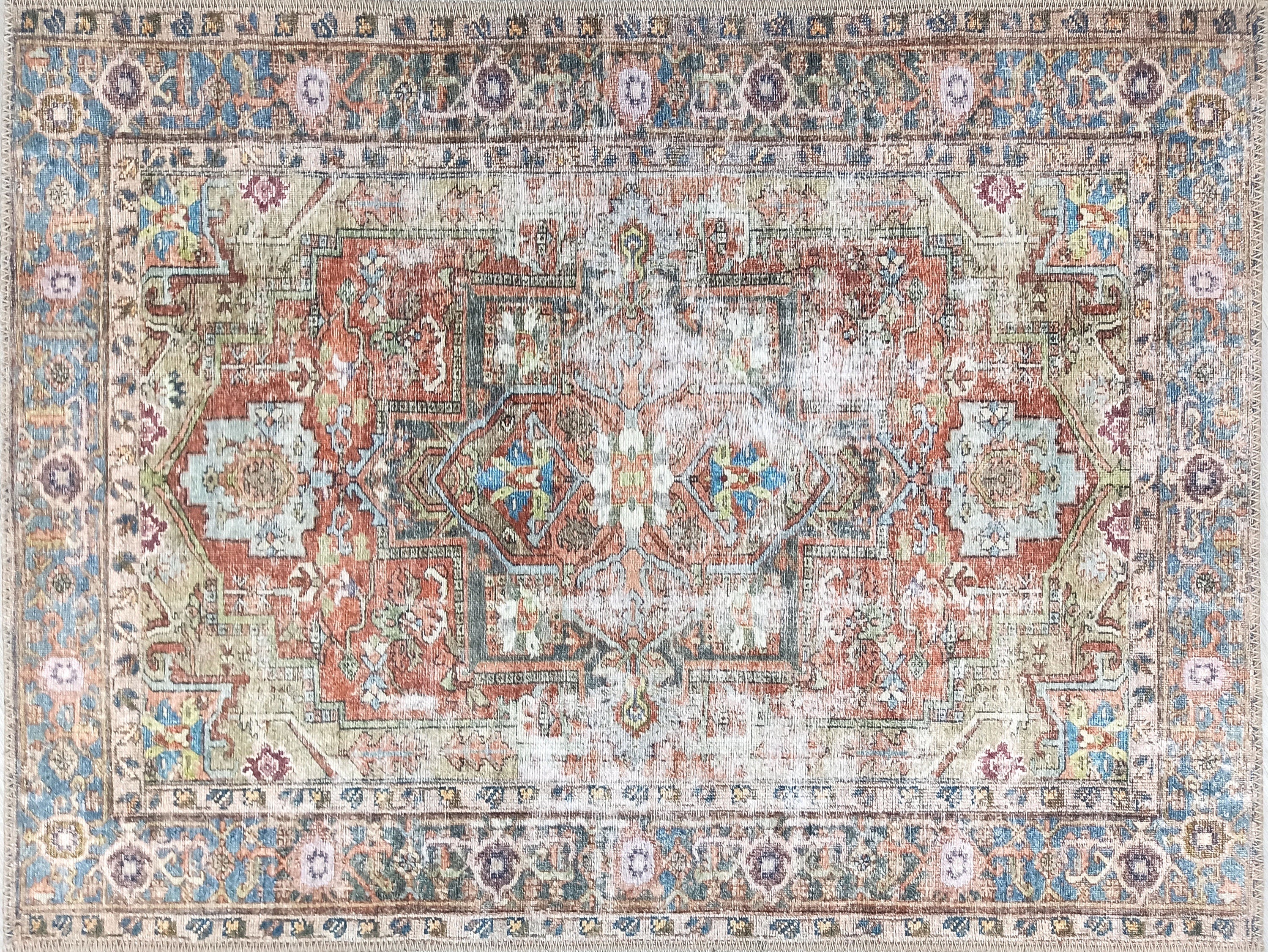 Taya Rug Traditional Earth tone Terracotta Floral Rug-Rugs-Fame Rugs-2'x3' ft 60x90 cm-fame