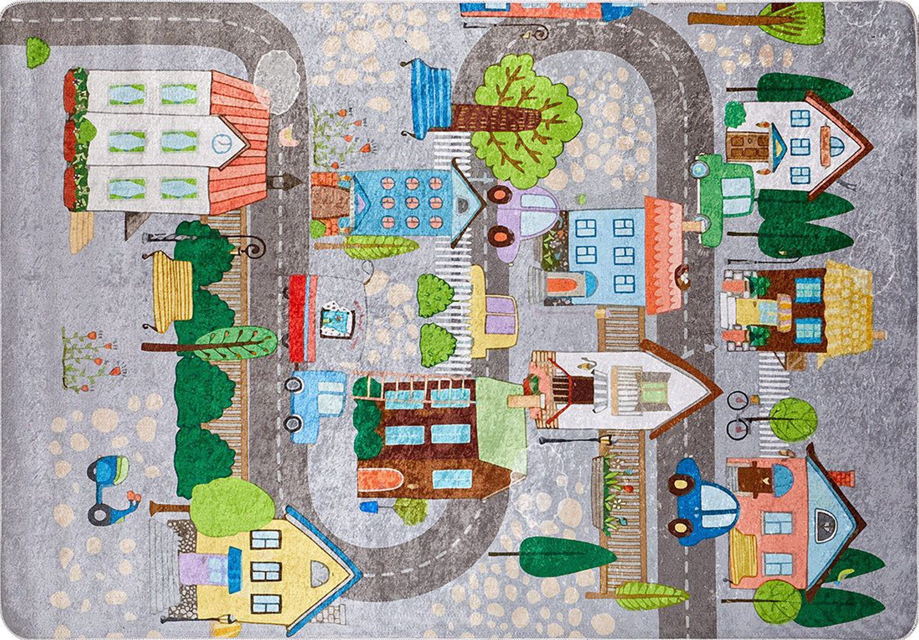 Tera City Traffic Gray Kids Rug-Fame Rugs-2'x3'ft 60x90cm-fame