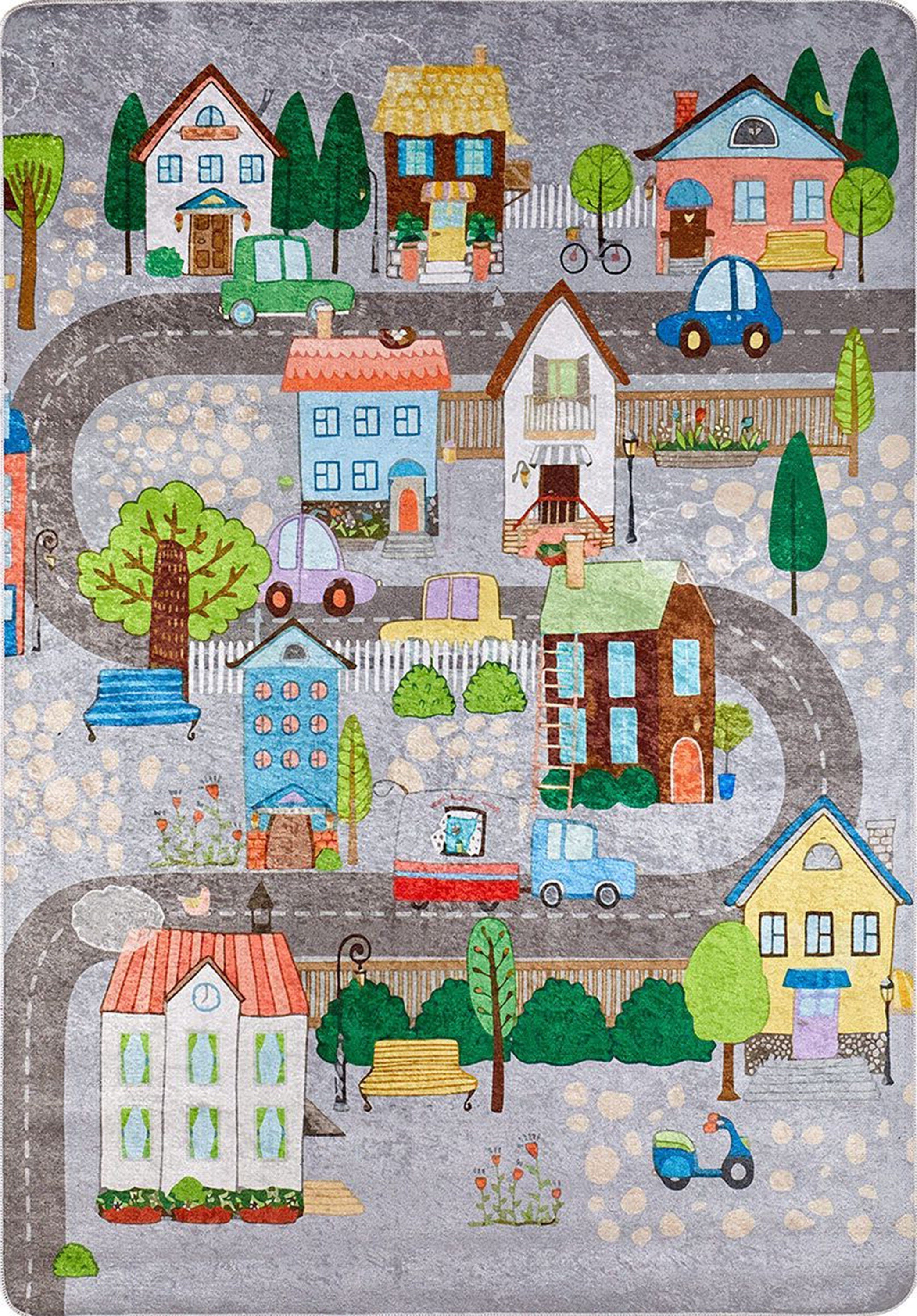 Tera City Traffic Gray Kids Rug-Fame Rugs-2'x3'ft 60x90cm-fame