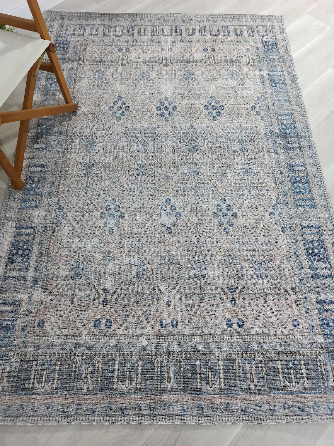 Tiana Rug Neutral Turkish Faded Gray Blue Rug-Rugs-Fame Rugs-2'x3' ft 60x90 cm-fame