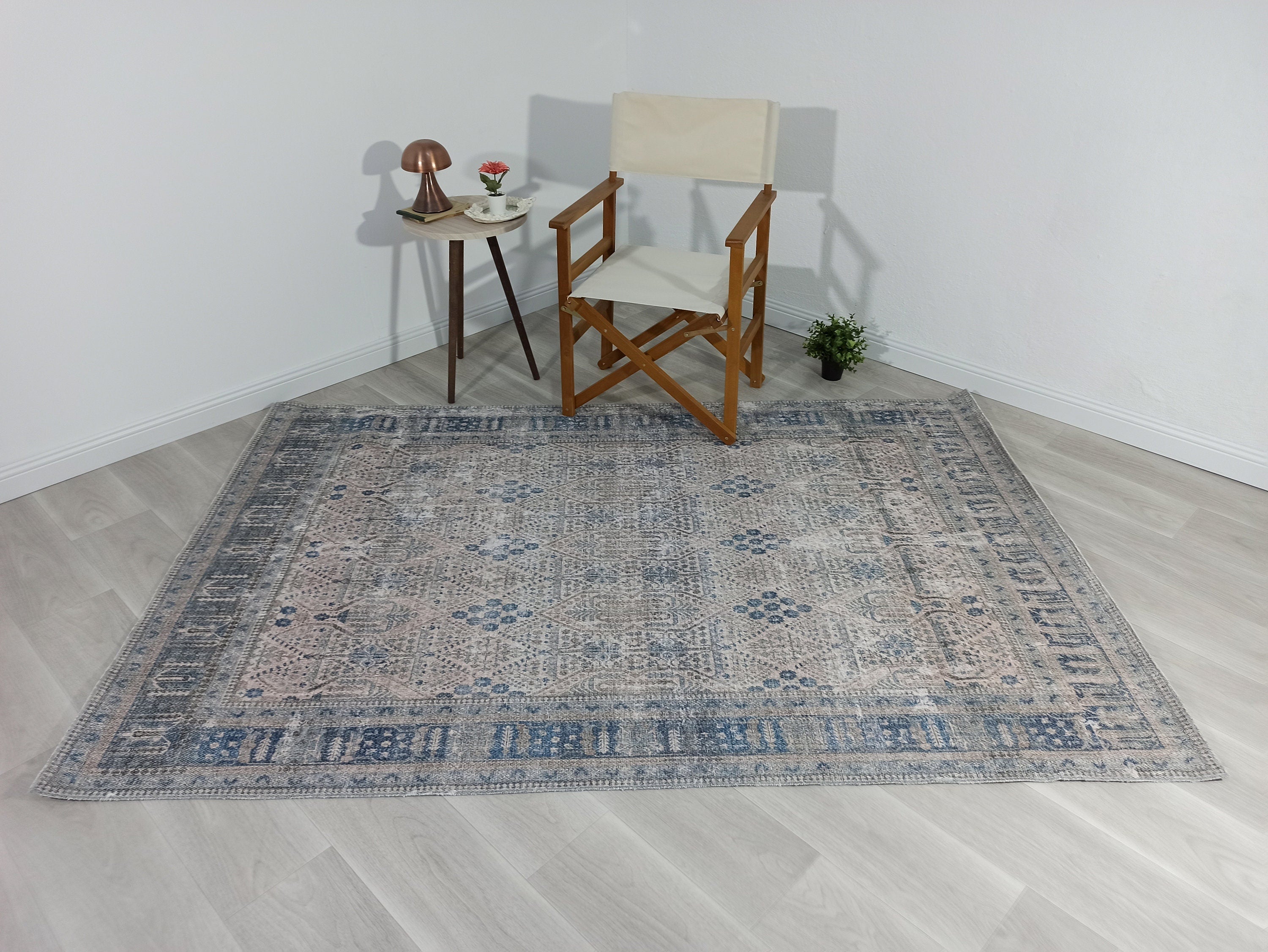 Tiana Rug Neutral Turkish Faded Gray Blue Rug-Rugs-Fame Rugs-2'x3' ft 60x90 cm-fame