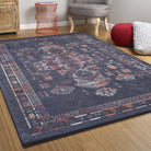 Tiara Turkish Ethnic Black Dark Gray Rug-Fame Rugs-2'x3'ft 60x90cm-fame