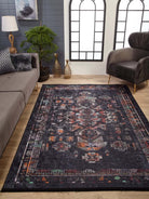 Tiara Turkish Ethnic Black Dark Gray Rug-Fame Rugs-2'x3'ft 60x90cm-fame