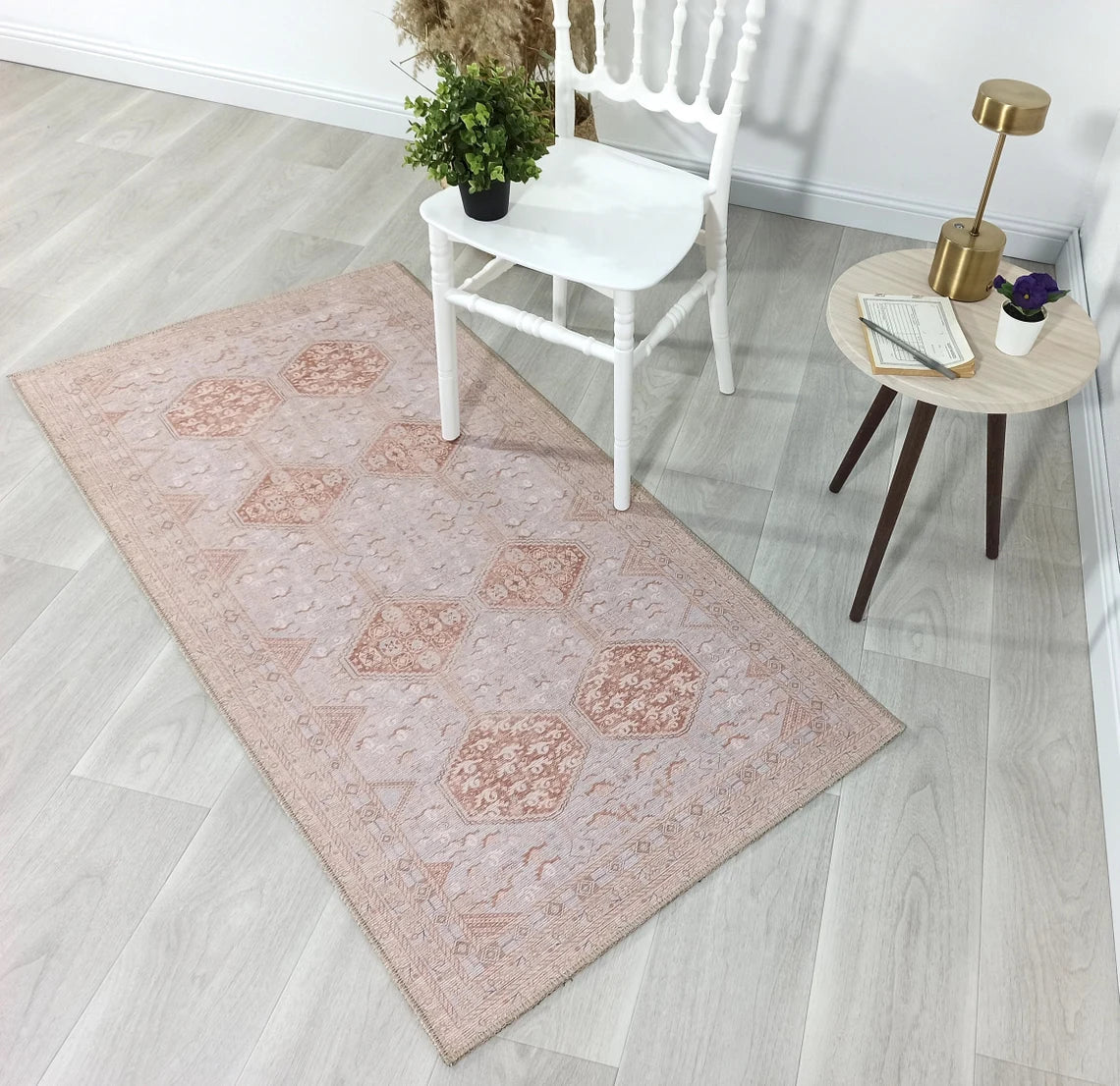 Tiera Rug Vintage Turkish Faded Beige Brown Rug-Rugs-Fame Rugs-2'x3' ft 60x90 cm-fame