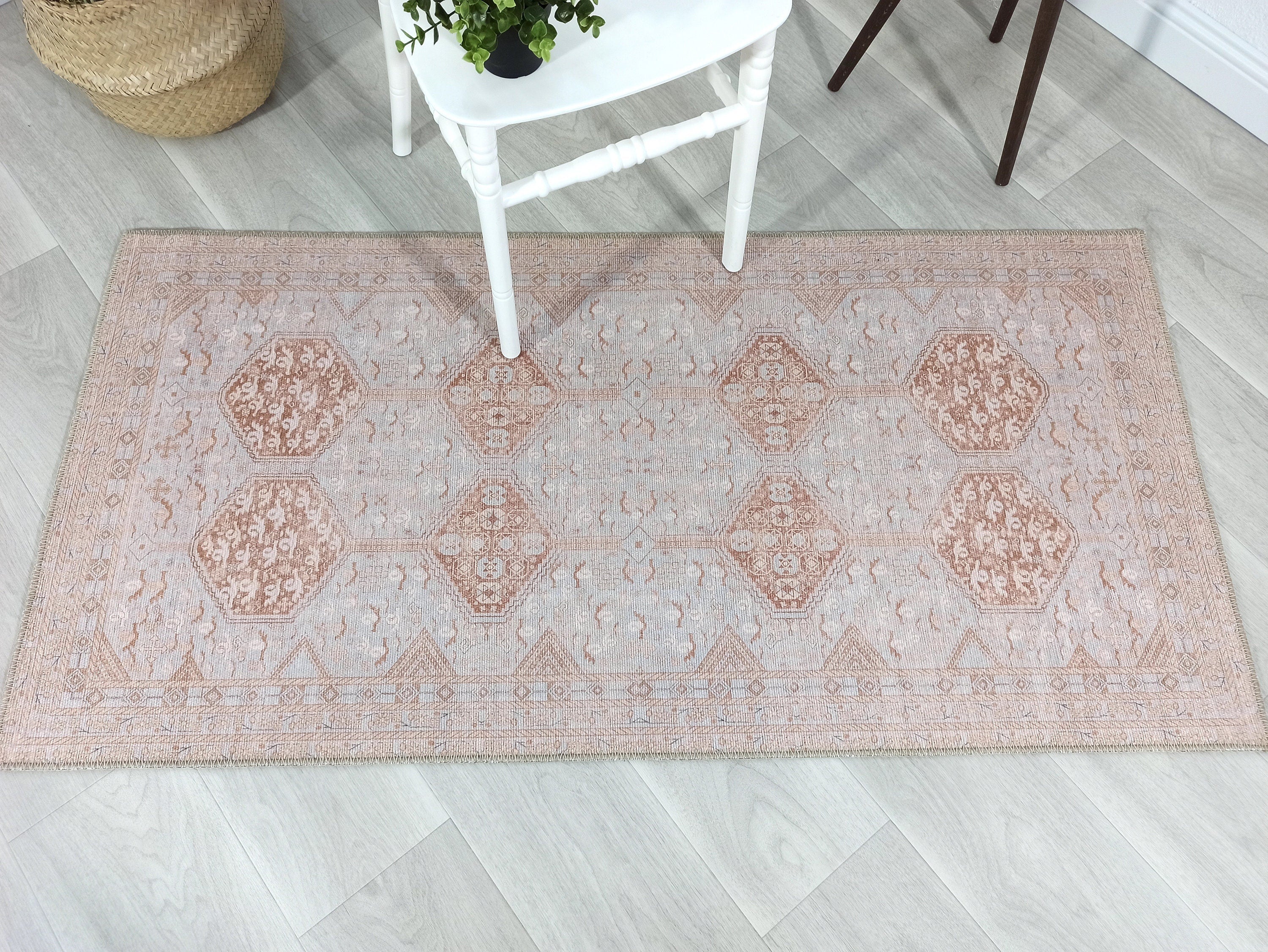 Tiera Rug Vintage Turkish Faded Beige Brown Rug-Rugs-Fame Rugs-2'x3' ft 60x90 cm-fame