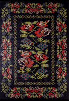 Tupia Rose Black Karabagh Floral Kilim Rug-Fame Rugs-2'x3'ft 60x90cm-fame