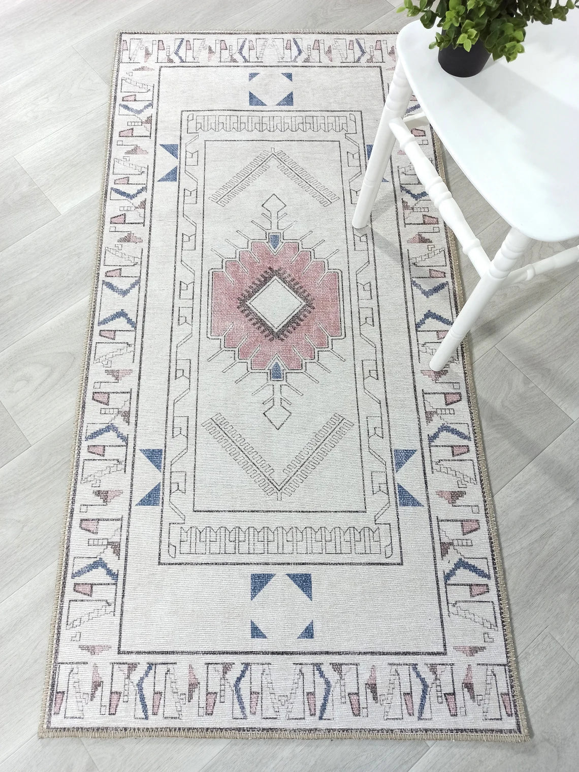 Tuta Rug Turkish Neutral Medallion white Beige Rug-Rugs-Fame Rugs-2'x3' ft 60x90 cm-fame