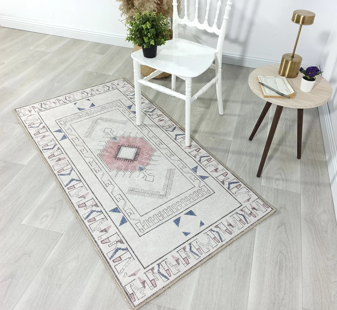 Tuta Rug Turkish Neutral Medallion white Beige Rug-Rugs-Fame Rugs-2'x3' ft 60x90 cm-fame