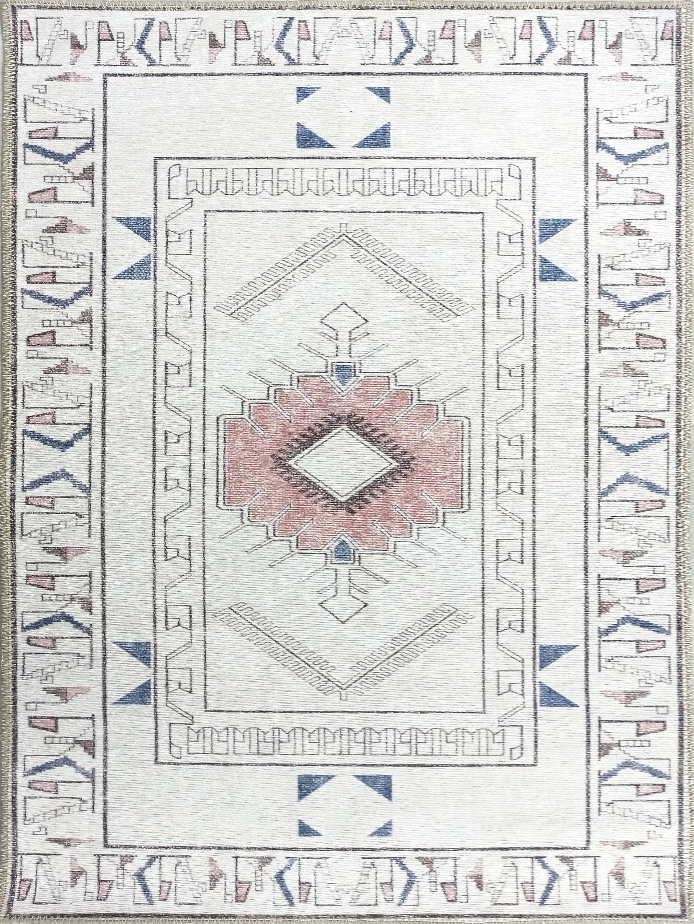 Tuta Rug Turkish Neutral Medallion white Beige Rug-Rugs-Fame Rugs-2'x3' ft 60x90 cm-fame