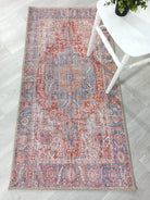 Valvia RugTurkish Terracotta Red Beige Sky Blue Rug-Rugs-Fame Rugs-2'x3' ft 60x90 cm-fame