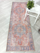 Valvia RugTurkish Terracotta Red Beige Sky Blue Rug-Rugs-Fame Rugs-2'x3' ft 60x90 cm-fame