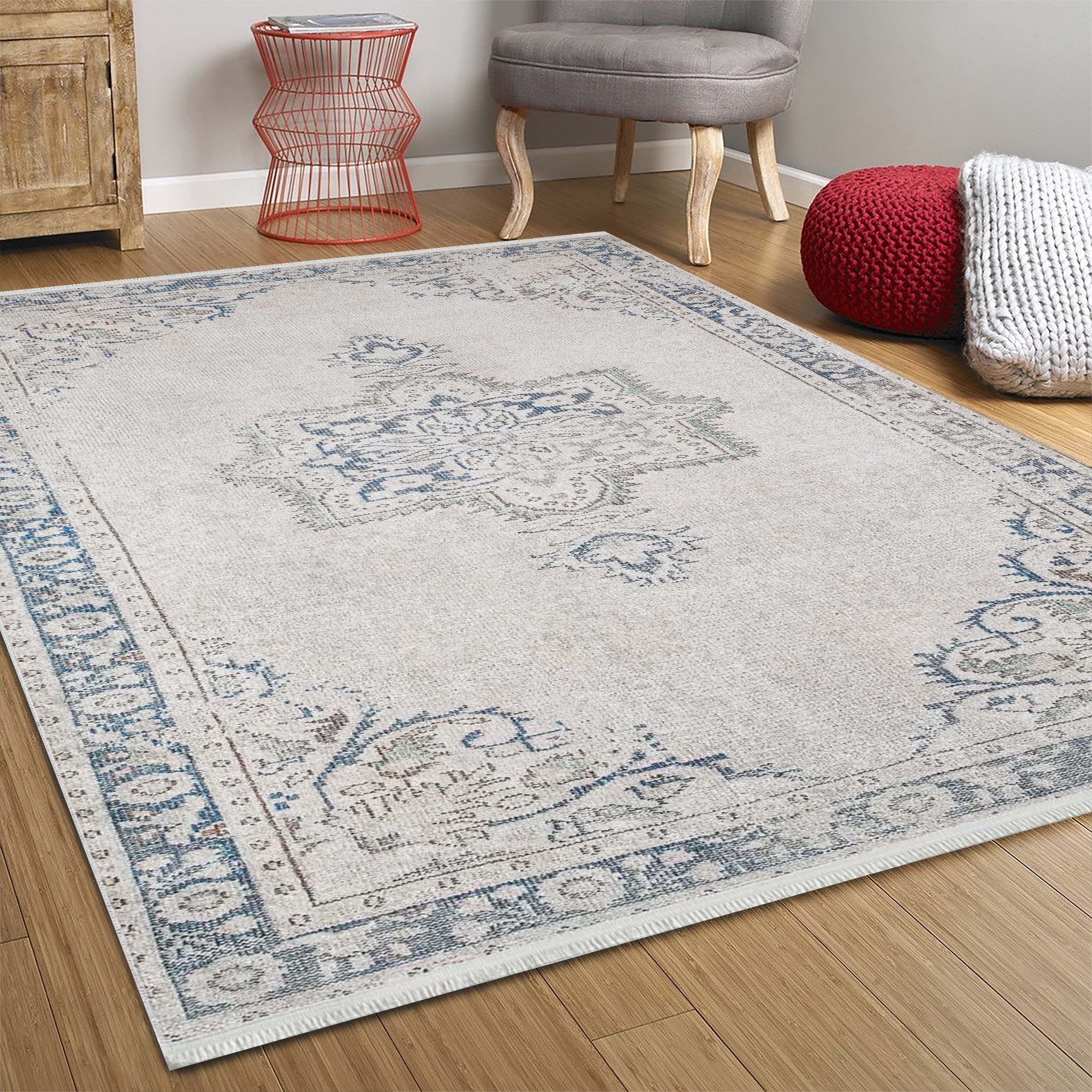 Vida Neutral Turkish Faded Gray Rug-Fame Rugs-2'x3'ft 60x90cm-fame