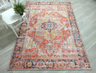 Vintage Persian Rug, Terracotta Brunt Orange Distressed Yellow Geometric Tribal Area Rugs Unique Boho Luxury Living Room Dining Bedroom-famerugs-5'x7' ft 150x210 cm-fame