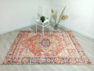 Vintage Persian Rug, Terracotta Brunt Orange Distressed Yellow Geometric Tribal Area Rugs Unique Boho Luxury Living Room Dining Bedroom-famerugs-5'x7' ft 150x210 cm-fame