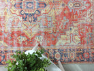 Vintage Persian Rug, Terracotta Brunt Orange Distressed Yellow Geometric Tribal Area Rugs Unique Boho Luxury Living Room Dining Bedroom-famerugs-5'x7' ft 150x210 cm-fame