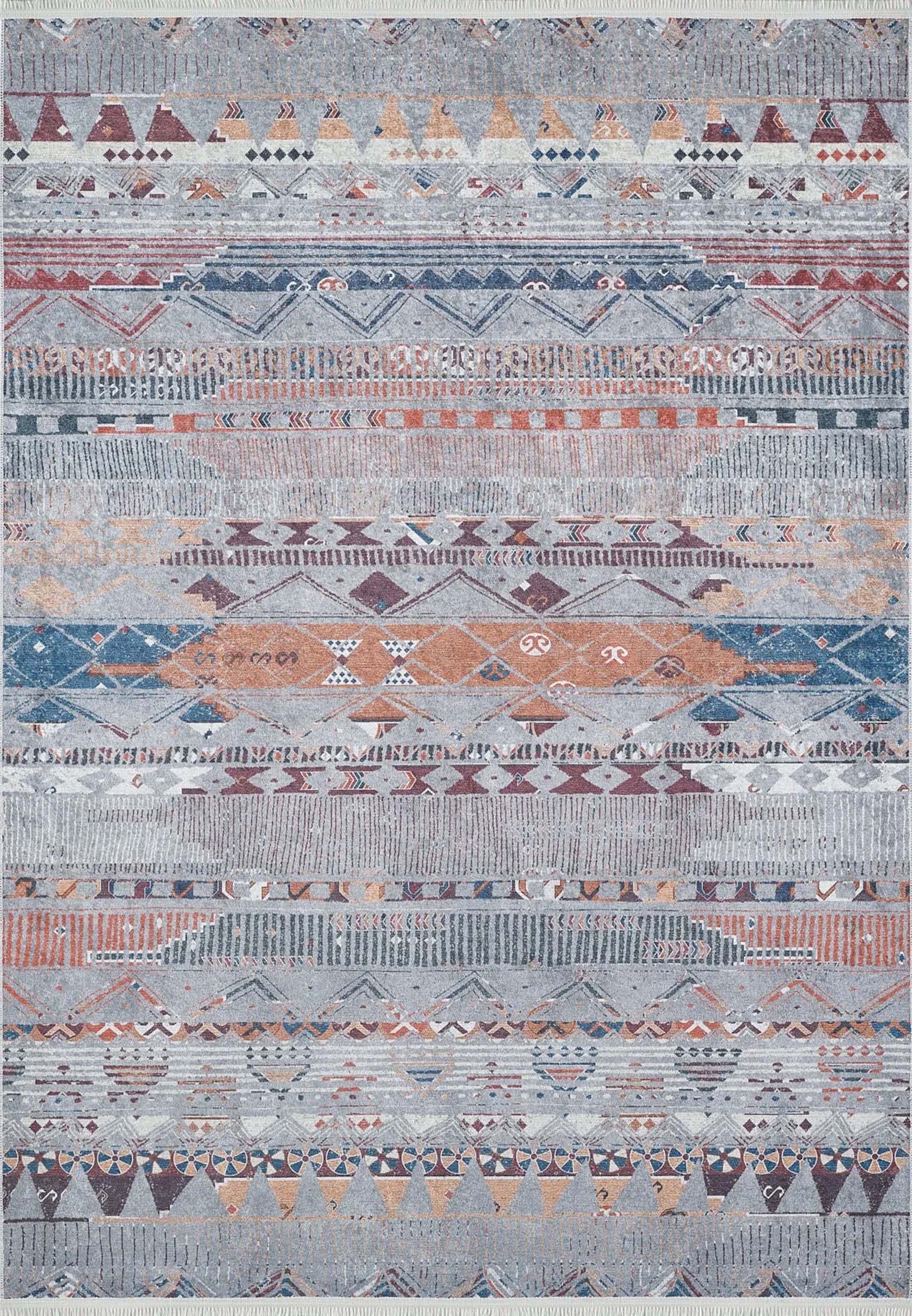 Viola Turkish Kilim Gray Beige Rug-Fame Rugs-2'x3'ft 60x90cm-Desing 1-fame