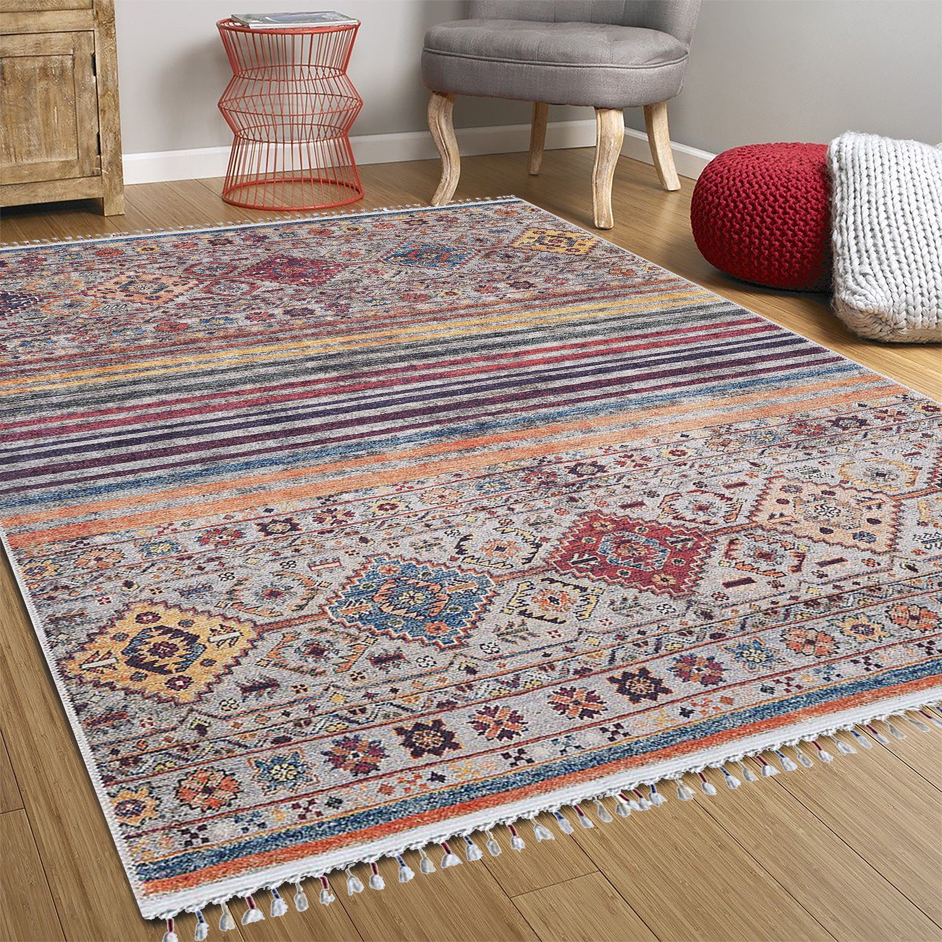 Vita Kilim Turkish Colorful Rug-Fame Rugs-2'x3'ft 60x90cm-fame