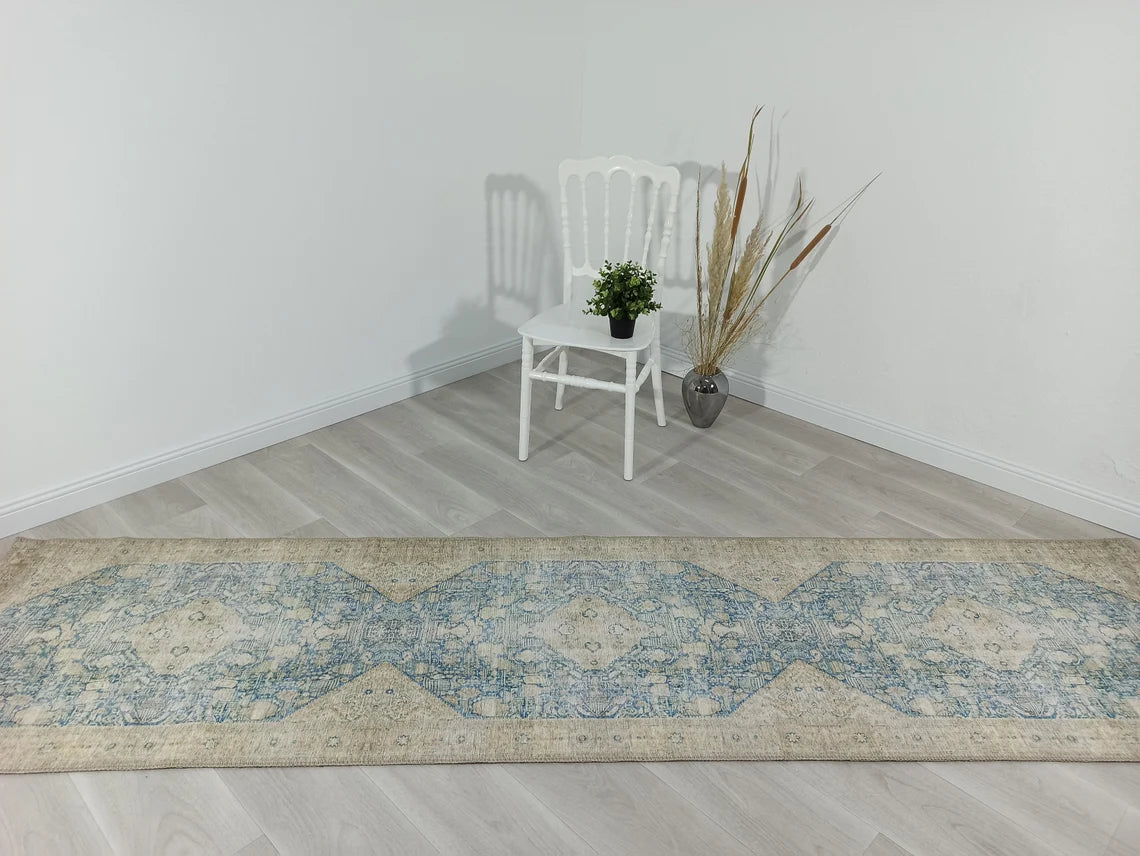 Vova Rug Neutral Turkish Beige Green Faded Blue Medallion Rug-Rugs-Fame Rugs-2'x3' ft 60x90 cm-fame