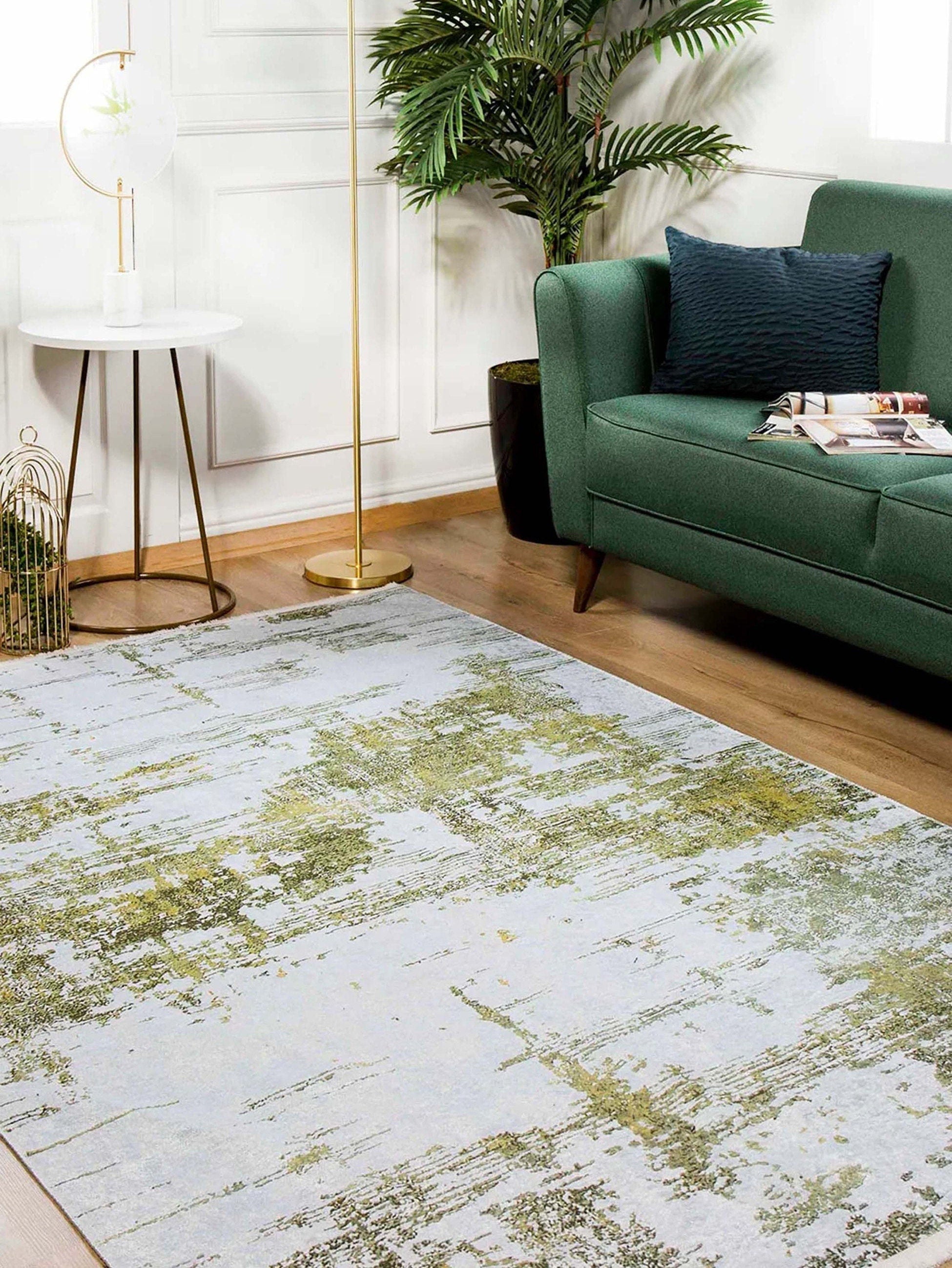 Yara Turkish Distressed Abstract Blush Pink & Green Rug-Fame Rugs-2'x3'ft 60x90cm-Blush Brown-fame