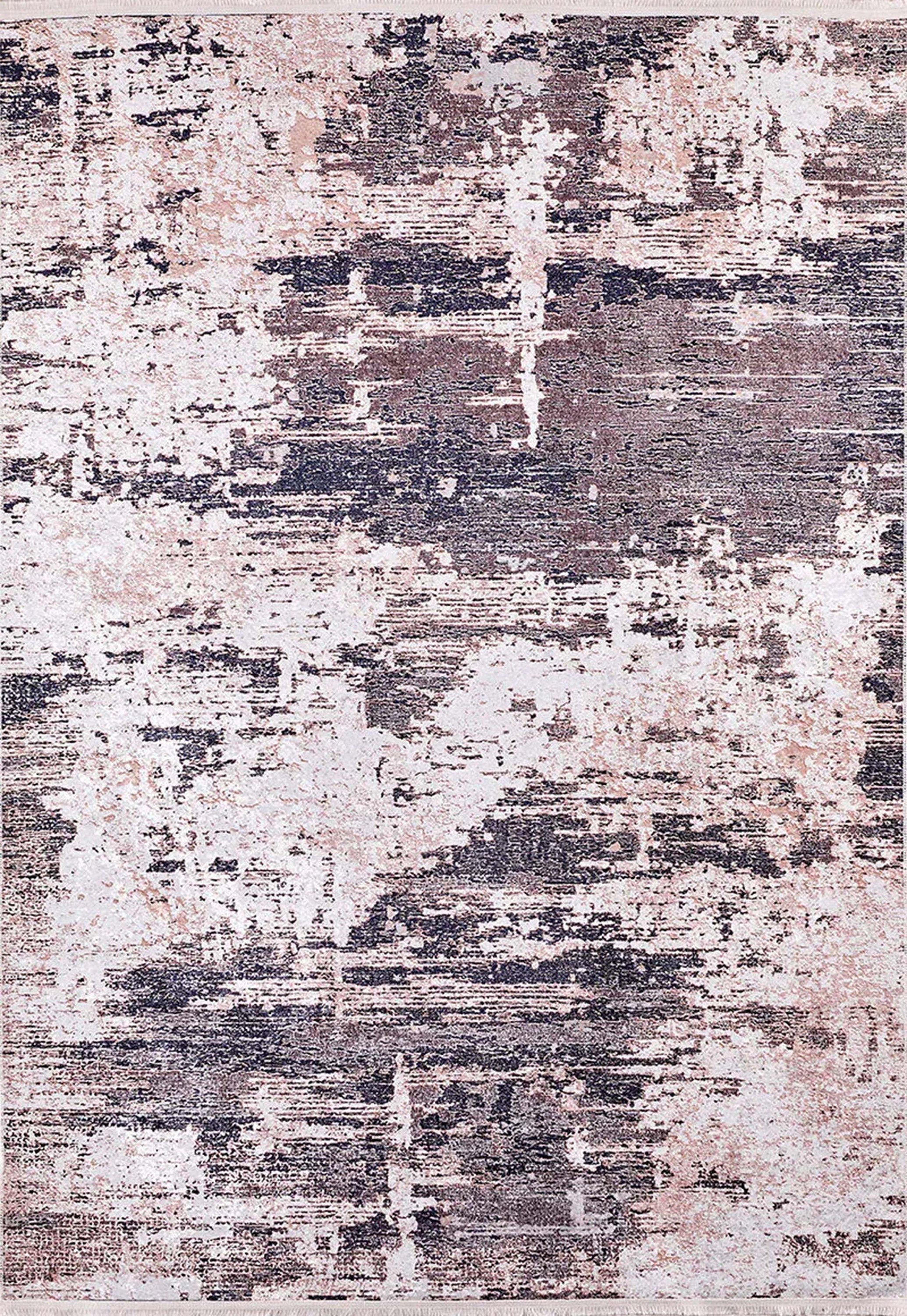 Yara Turkish Distressed Abstract Blush Pink & Green Rug-Fame Rugs-2'x3'ft 60x90cm-Blush Brown-fame