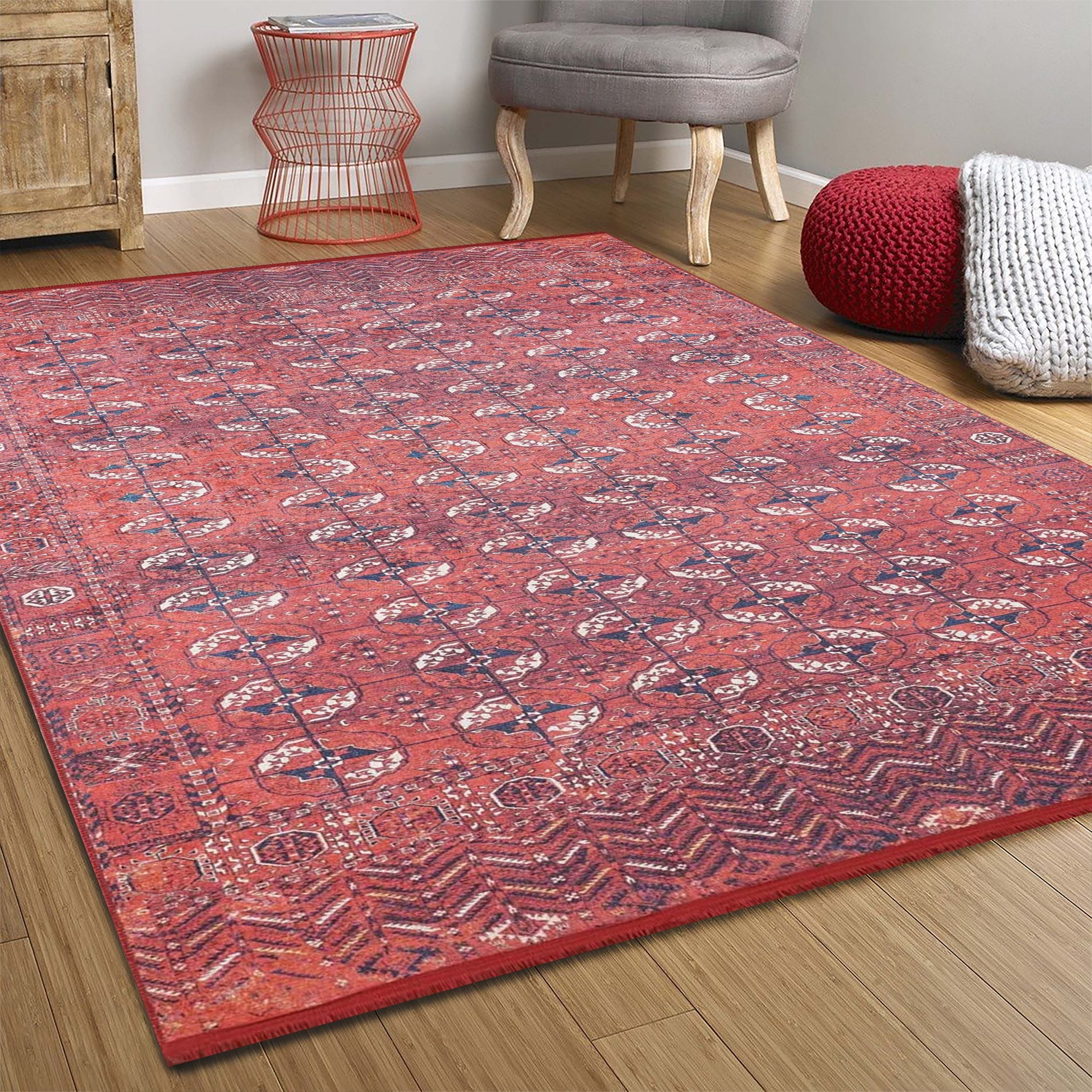 Abira Afghan Red Rug-Fame Rugs-2'x3'ft 60x90cm-fame